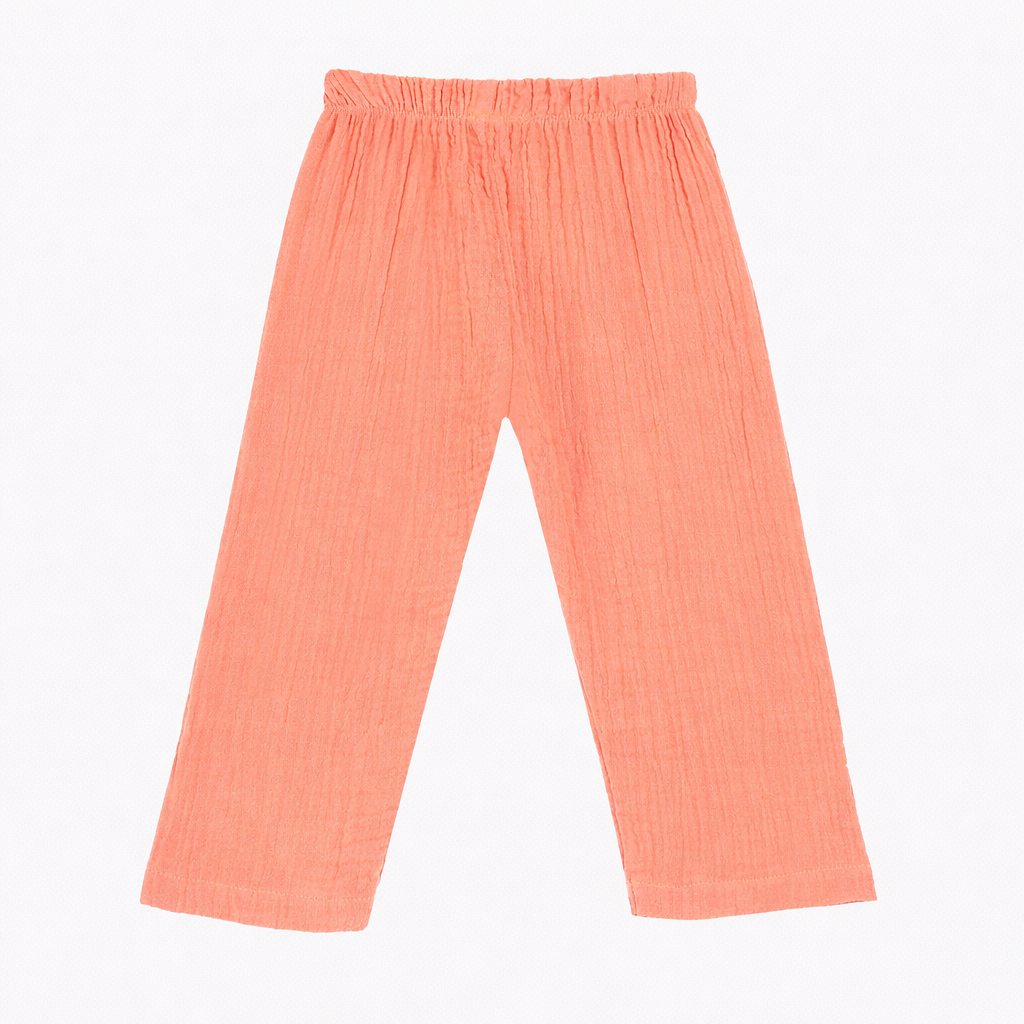 Full Sleeves Collared Shirt with Full Pant – Muslin Gauze Loungewear Set (Peach Color) -Suitable for kids (1-6 years)