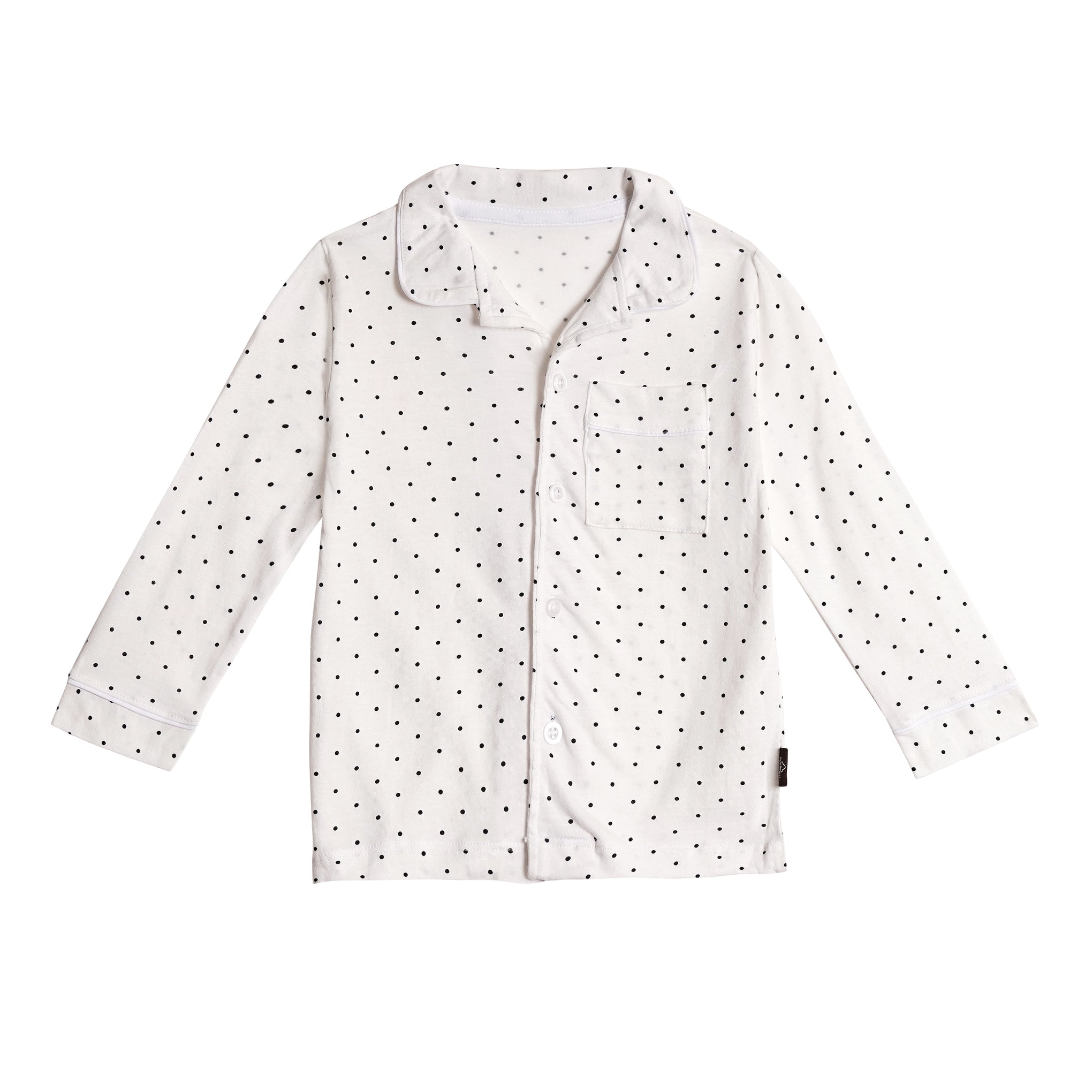Full Sleeves Collar Shirt with Full Pant Nightwear Set – Peach Base Polka Dot Printed Sleepwear Set (2–6 years)