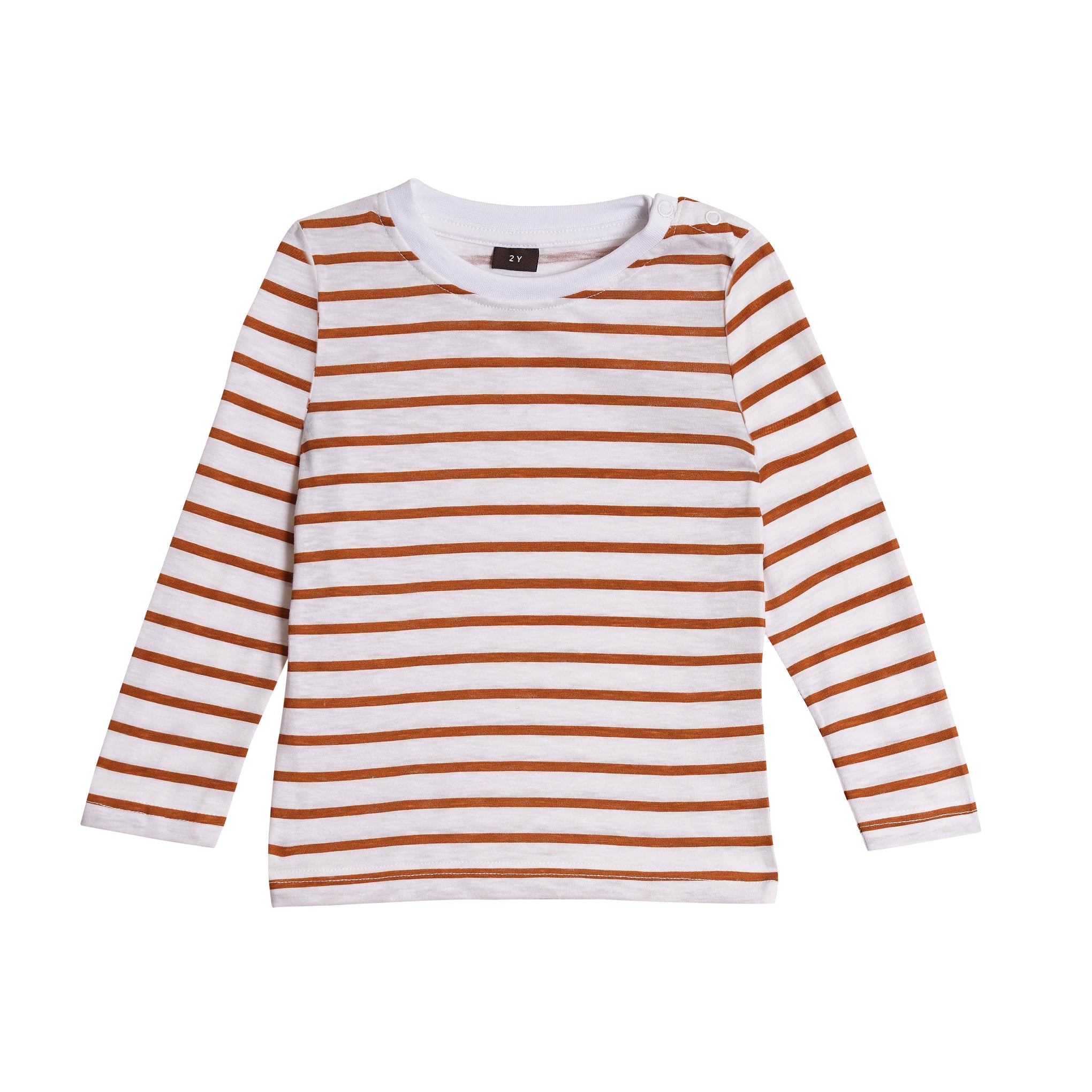 Full Sleeves Round Neck T-Shirt with Full Pants Casual Wear Set – Stripe Mustard (2–6 years)