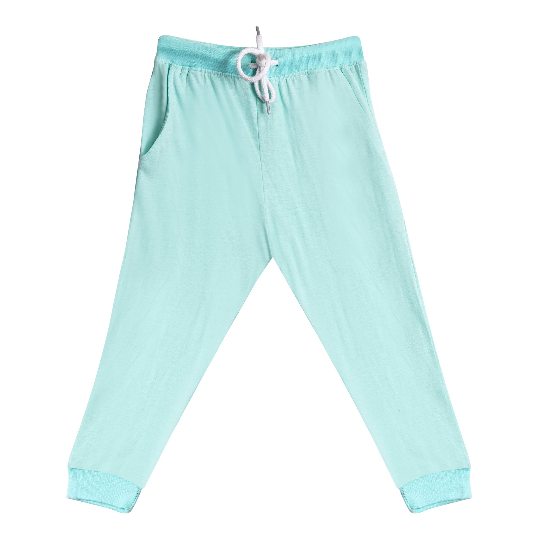 Full sleeves round neck t-shirt with full pants casual wear set – stripe mint green design (2–6 years)