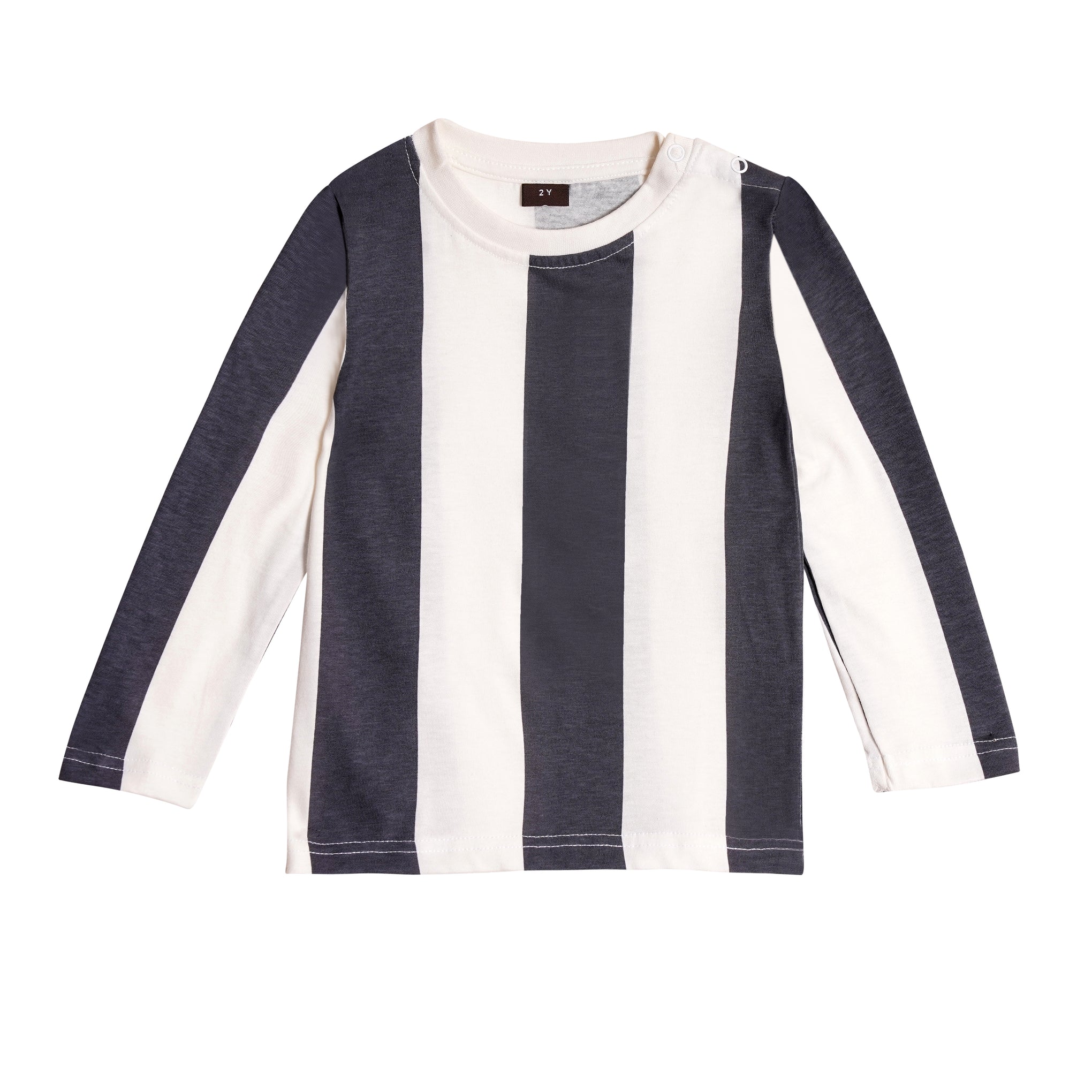 Full sleeves round t-shirt with full pants casual wear stripe grey (2–6 years)