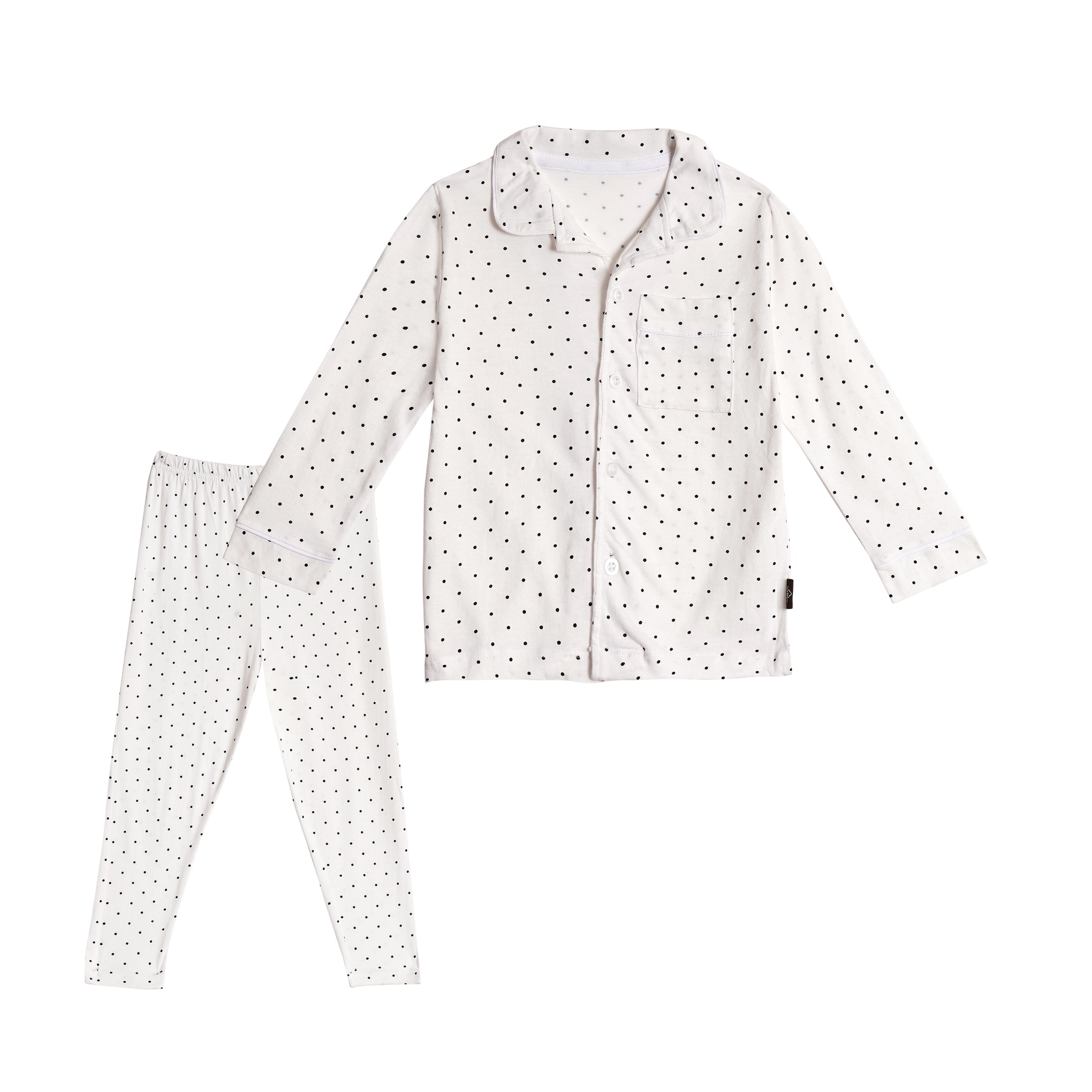 Full Sleeves Collar Shirt with Full Pant Nightwear Set – Peach Base Polka Dot Printed Sleepwear Set (2–6 years)