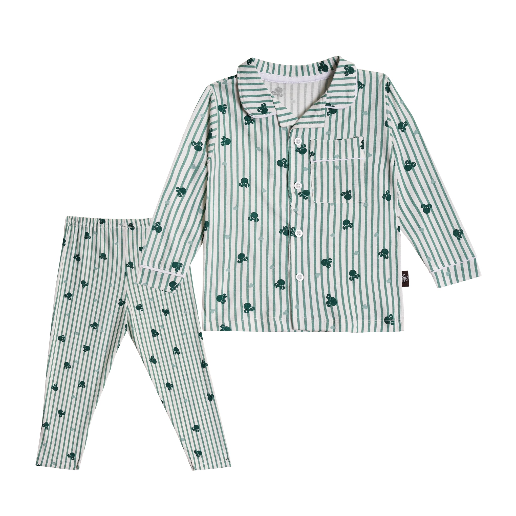 Full Sleeves Collar Shirt & Full Pant Nightwear Set – Printed Stripe Design (2–6 years)