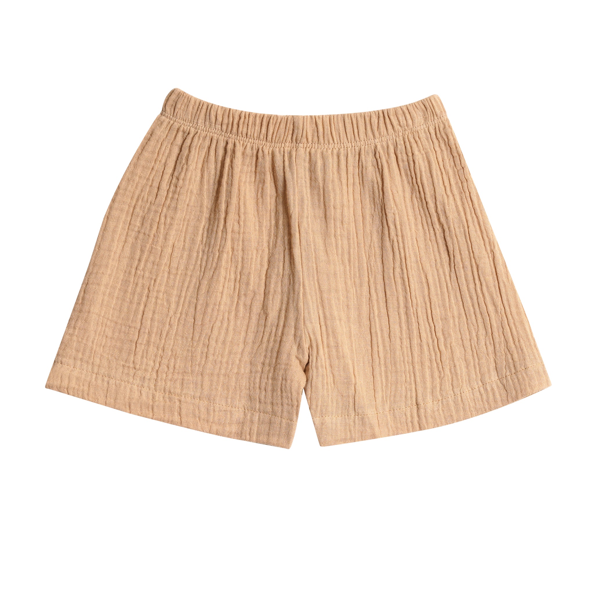 Half Sleeves Collared Shirt with Shorts – Muslin Gauze Loungewear Set (Beize Color) – Suitable for Kids (1–6 Years)