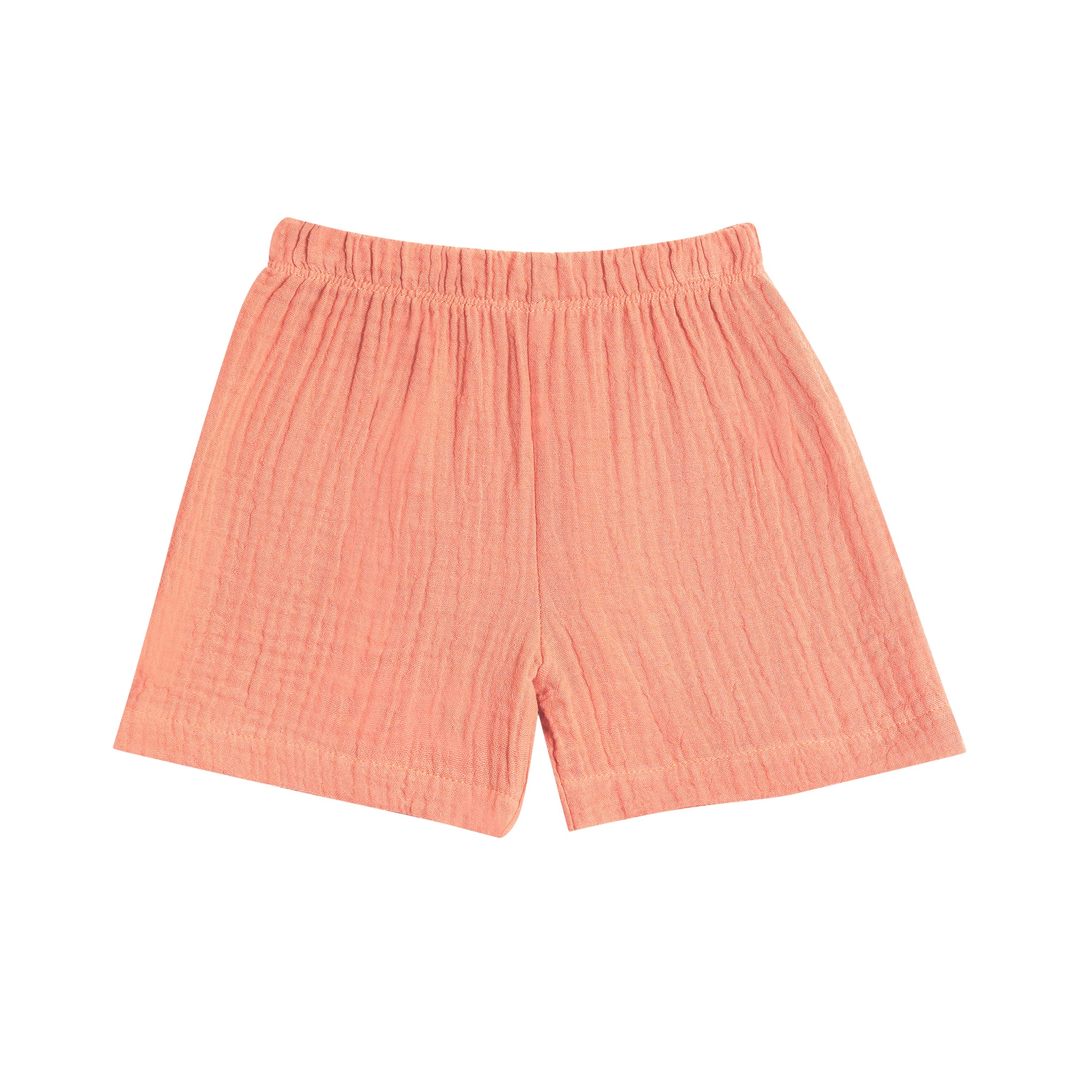 Half Sleeves Collared Shirt with Shorts – Muslin Gauze Loungewear Set (Peach Color) – Suitable for Kids (1–6 Years)