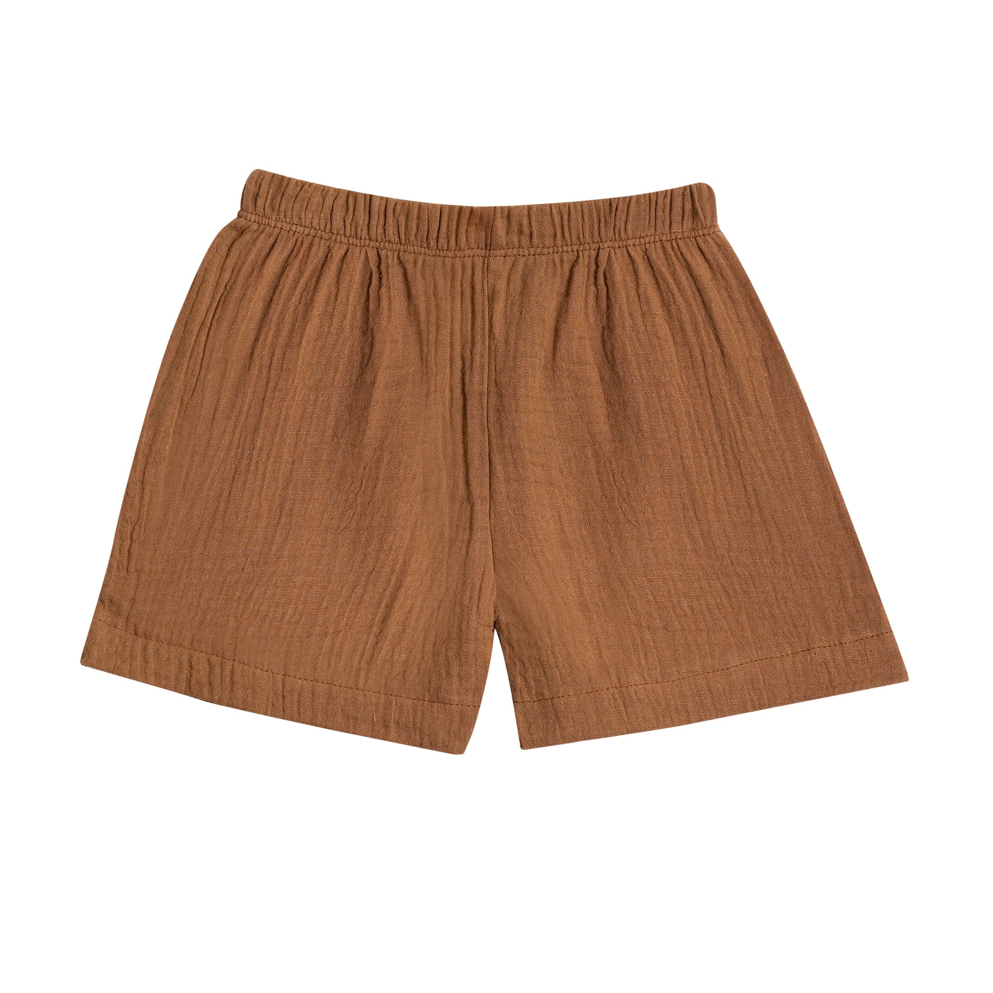 Half Sleeves Collared Shirt with Shorts – Muslin Gauze Loungewear Set (Brown Color) – Suitable for Kids (1–6 Years)