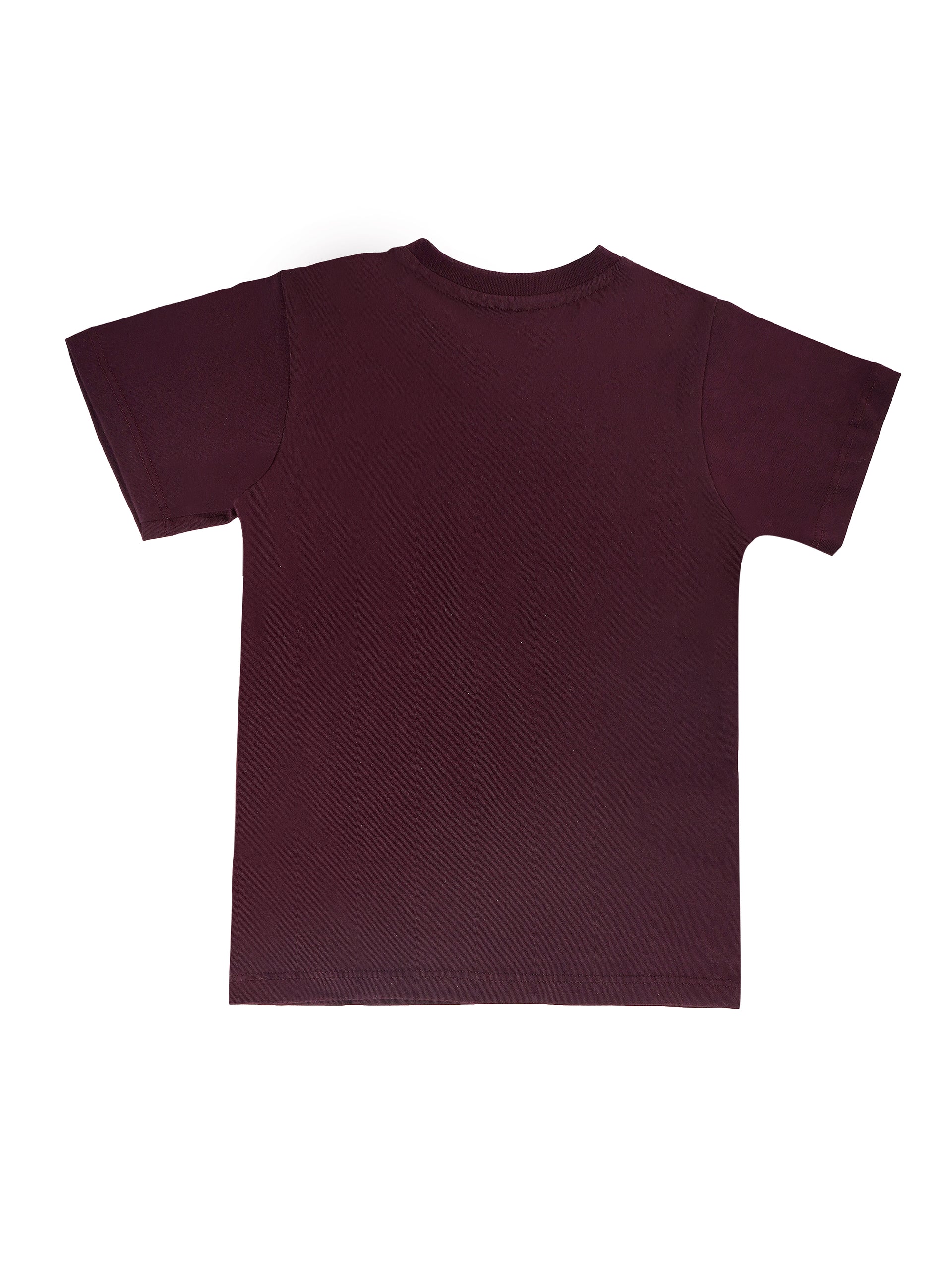 Round Neck T-Shirt with Shorts – Cotton Casual Wear Set (Burgandy) – Suitable for Kids (2–6 Years)