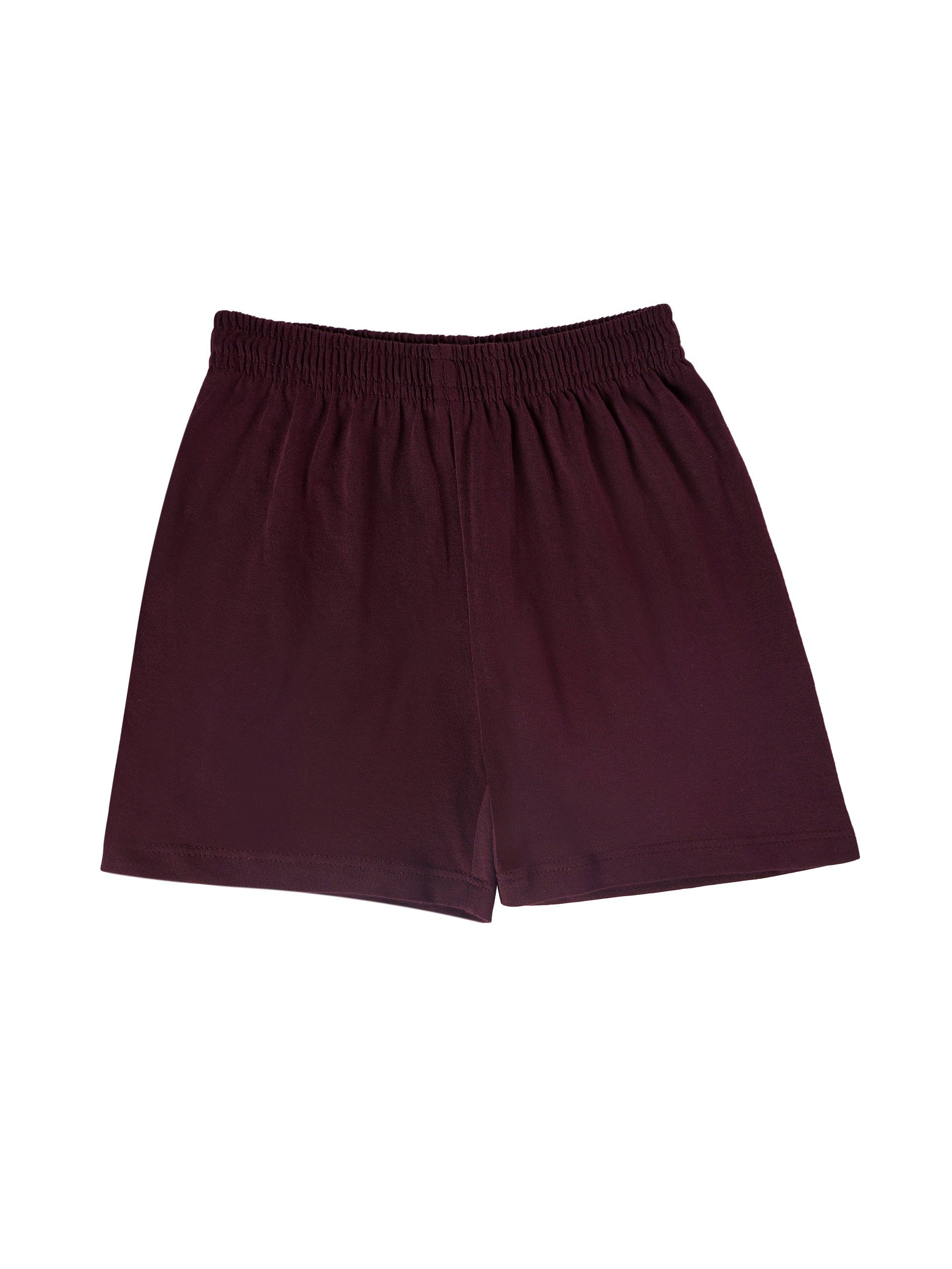 Round Neck T-Shirt with Shorts – Cotton Casual Wear Set (Burgandy) – Suitable for Kids (2–6 Years)