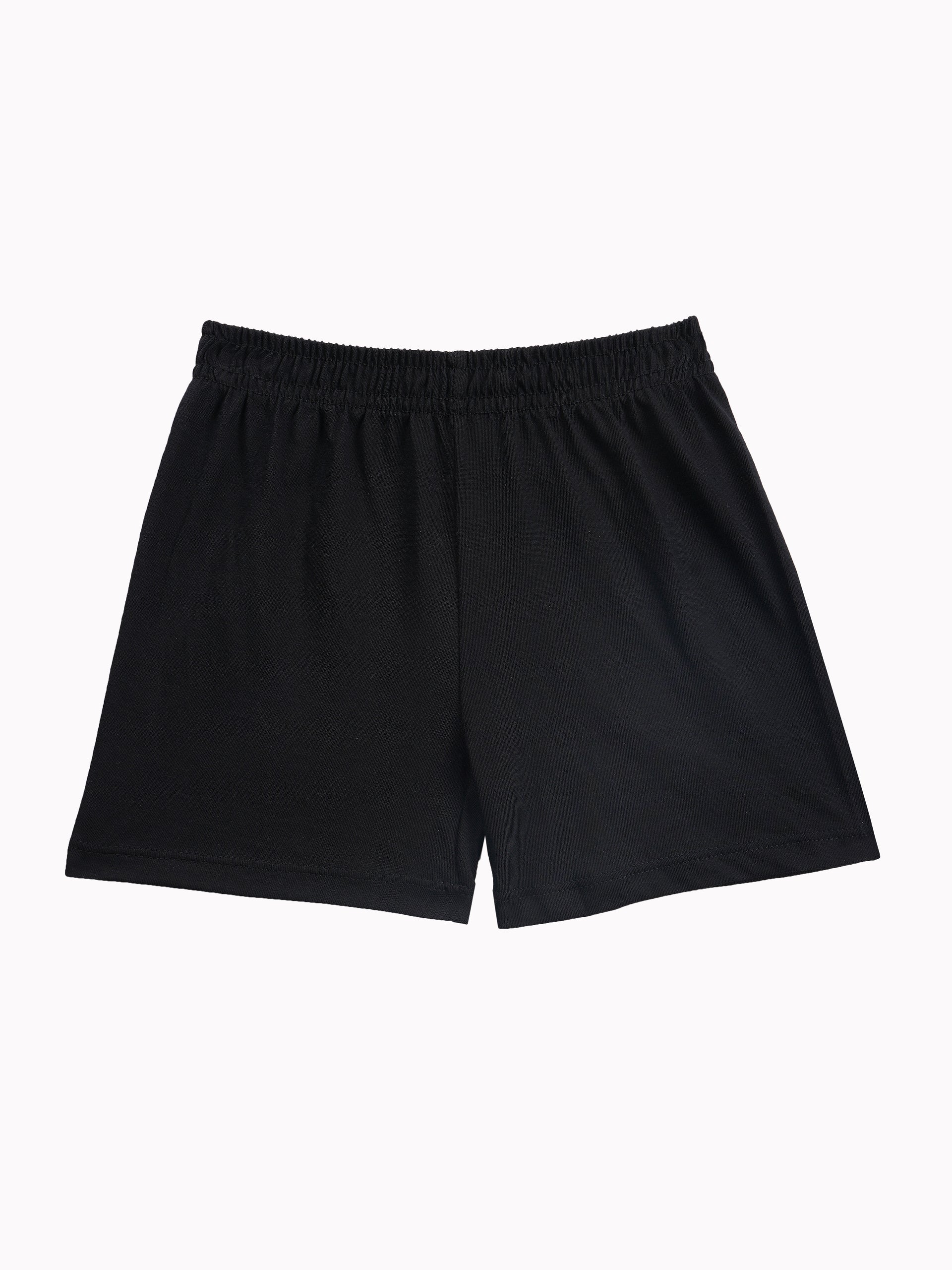 Round Neck T-Shirt with Shorts – Cotton Casual Wear Set (Black & Bear Boy) – Suitable for Kids (2–6 Years)