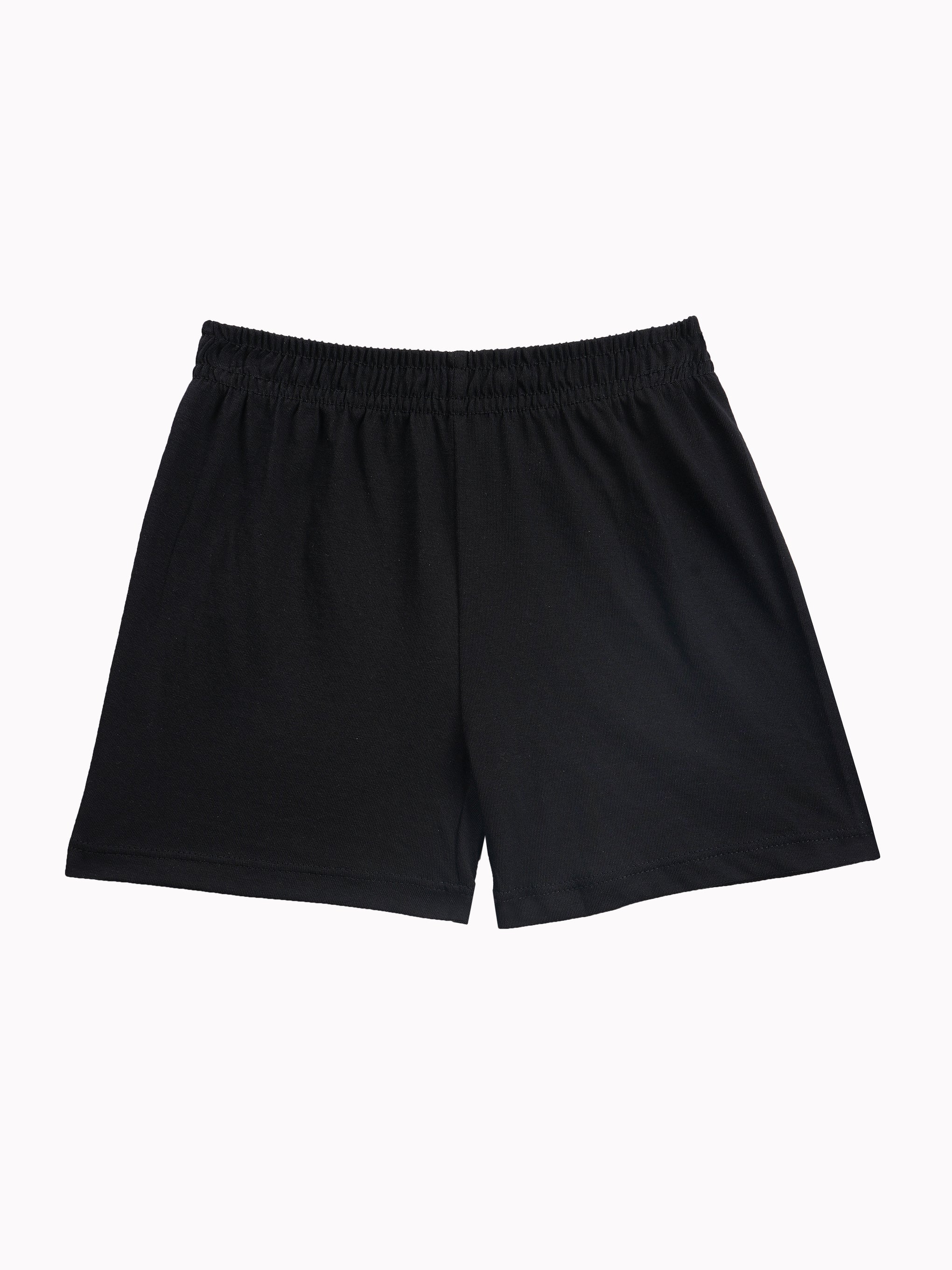 Round Neck T-Shirt with Shorts – Cotton Casual Wear Set (Black & Bear Boy) – Suitable for Kids (2–6 Years)