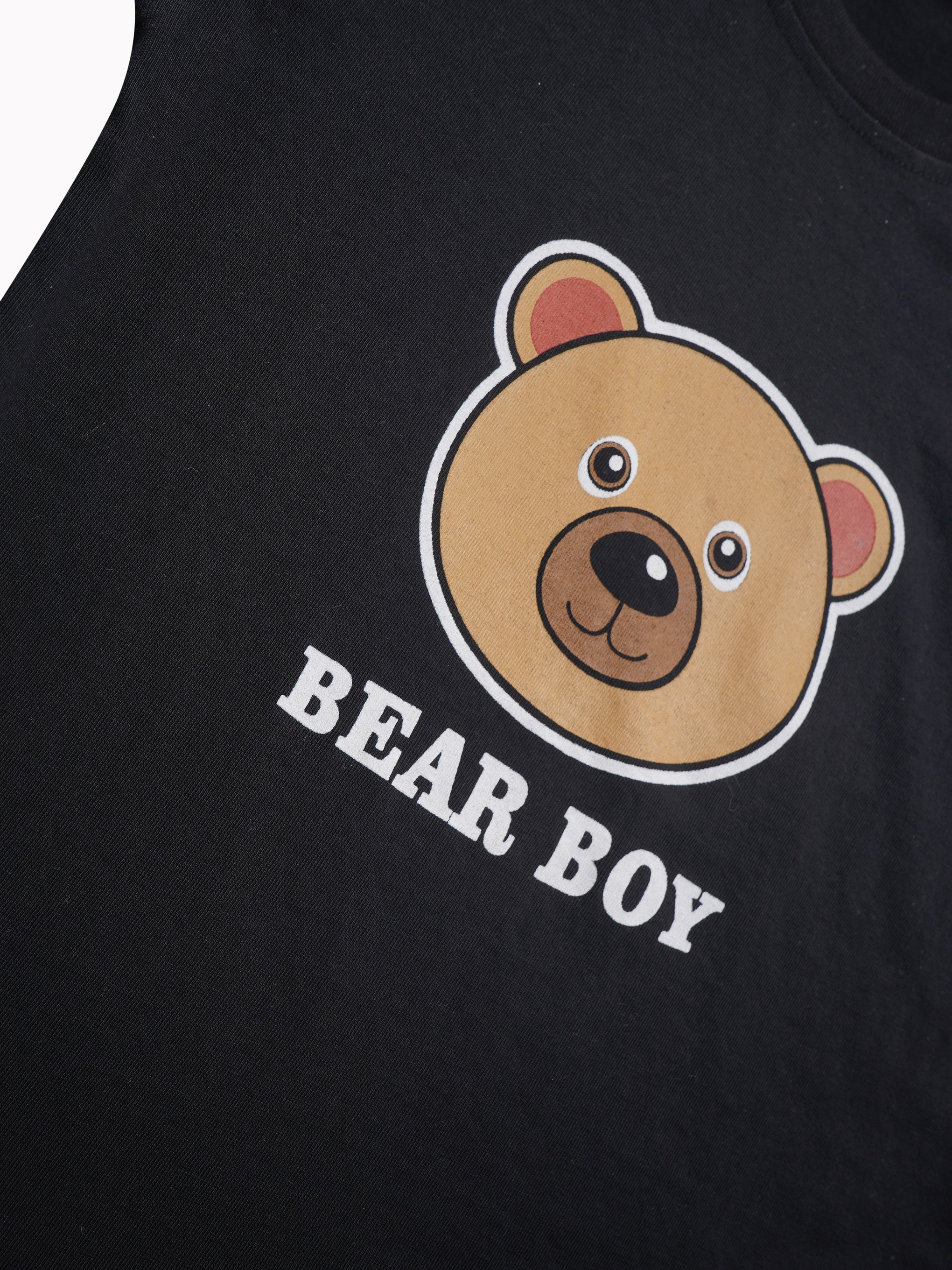 Round Neck T-Shirt with Shorts – Cotton Casual Wear Set (Black & Bear Boy) – Suitable for Kids (2–6 Years)