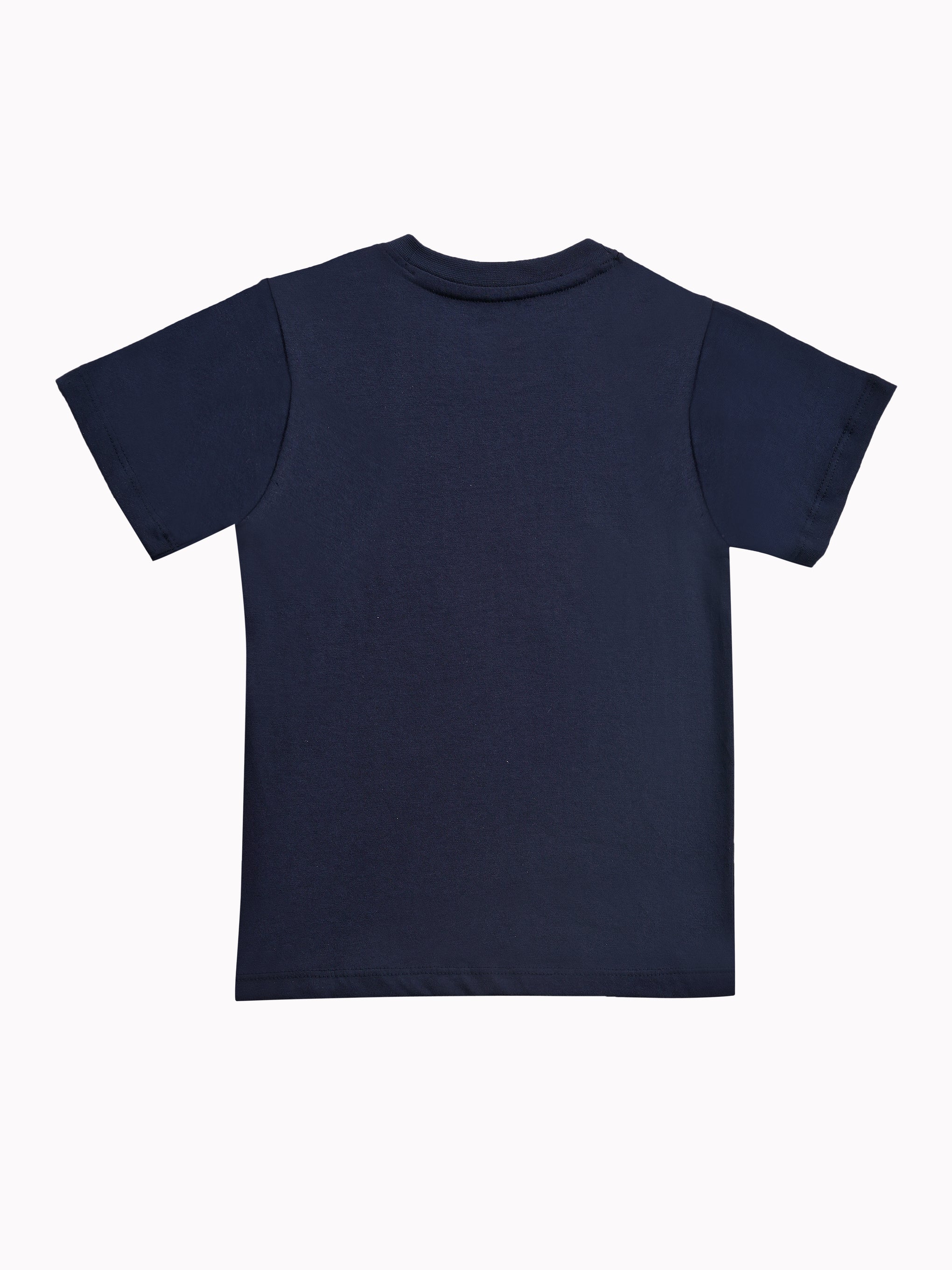 Round Neck T-Shirt with Shorts – Cotton Casual Wear Set (Dark Blue & Love me) – Suitable for Kids (2–6 Years)