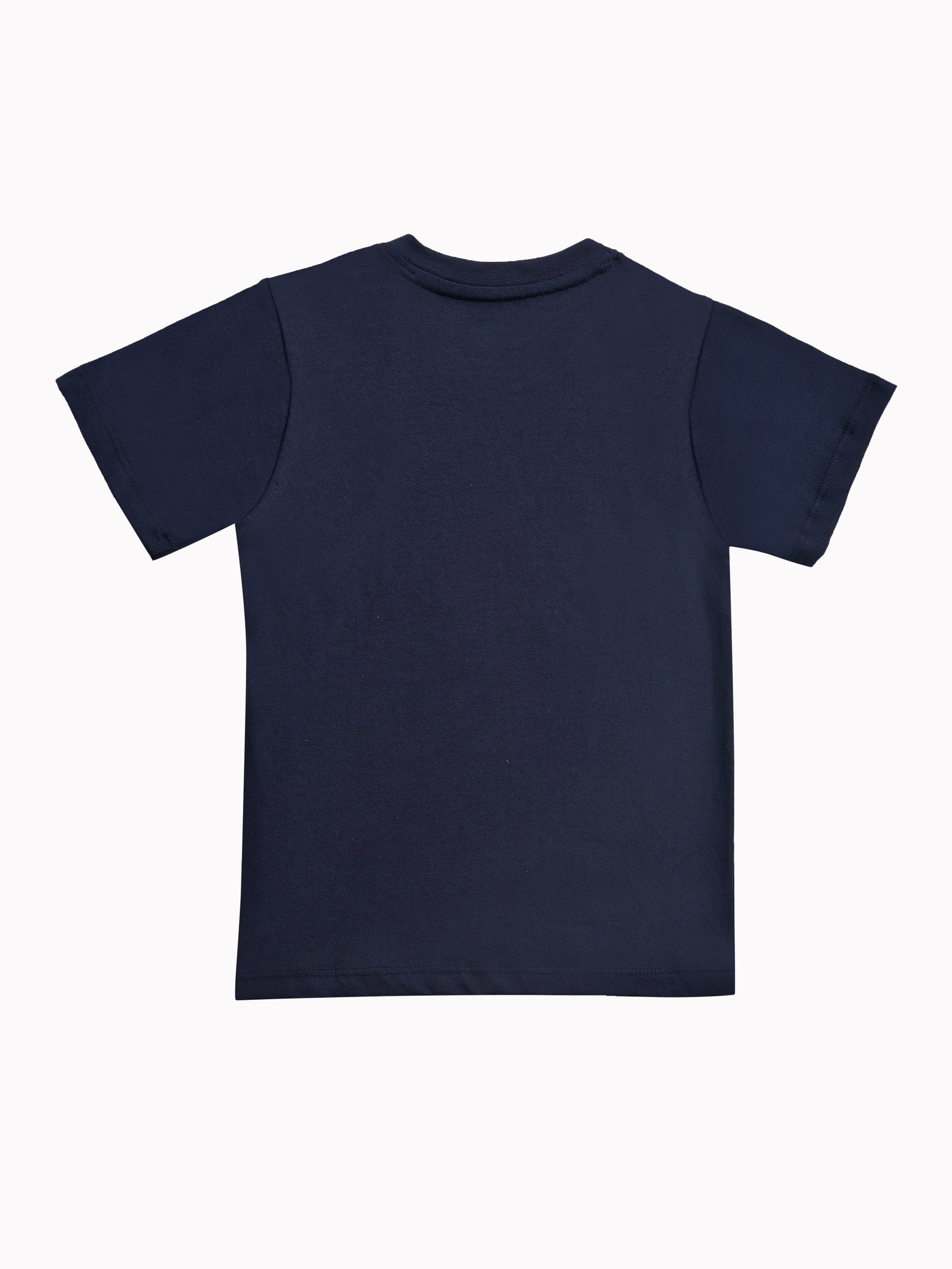 Round Neck T-Shirt with Shorts – Cotton Casual Wear Set (Dark Blue & Surf Time ) – Suitable for Kids (2–6 Years)