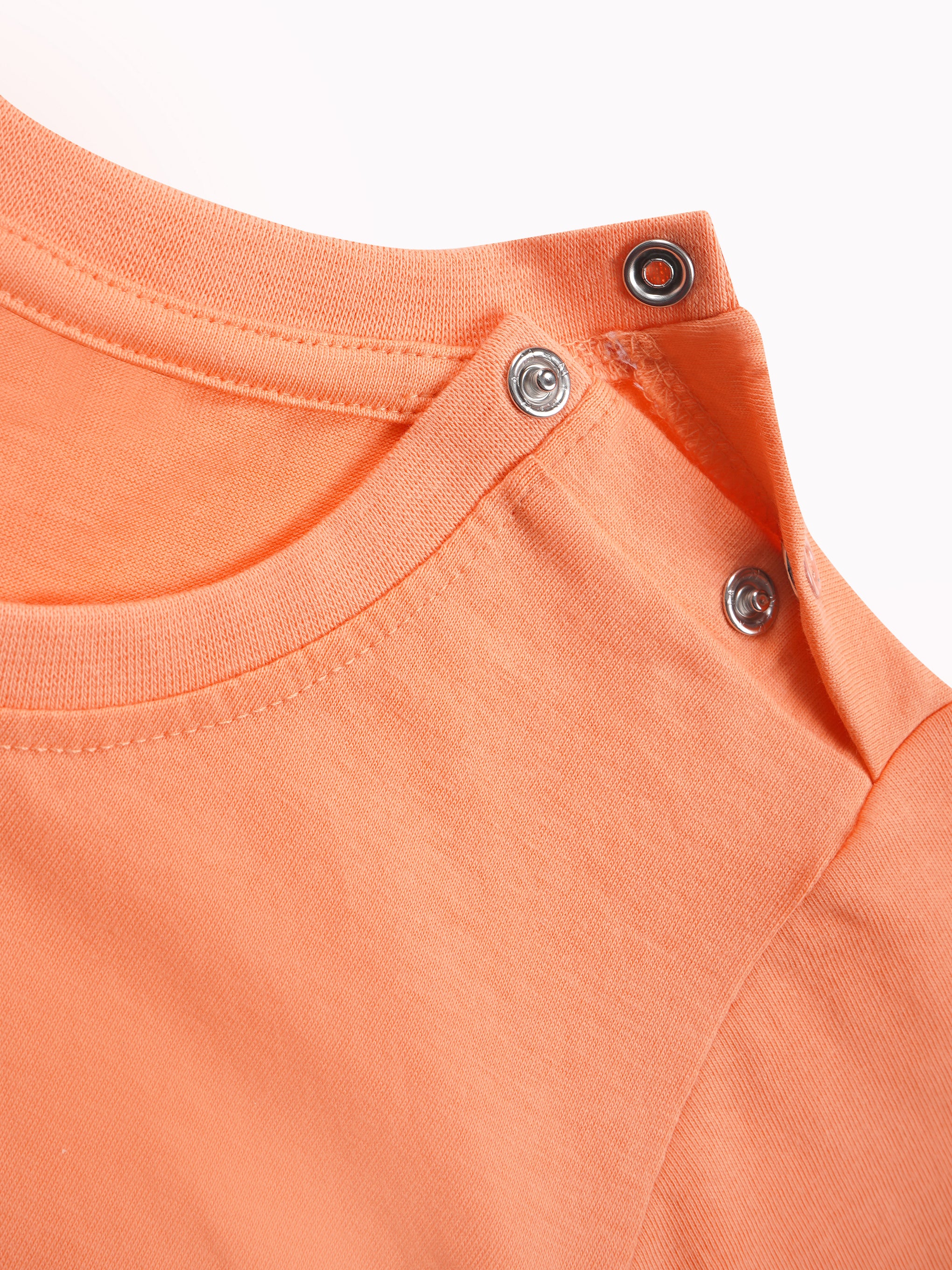 Round Neck T-Shirt with Shorts – Cotton Casual Wear Set (Orange & Vroom) – Suitable for Kids (2–6 Years)