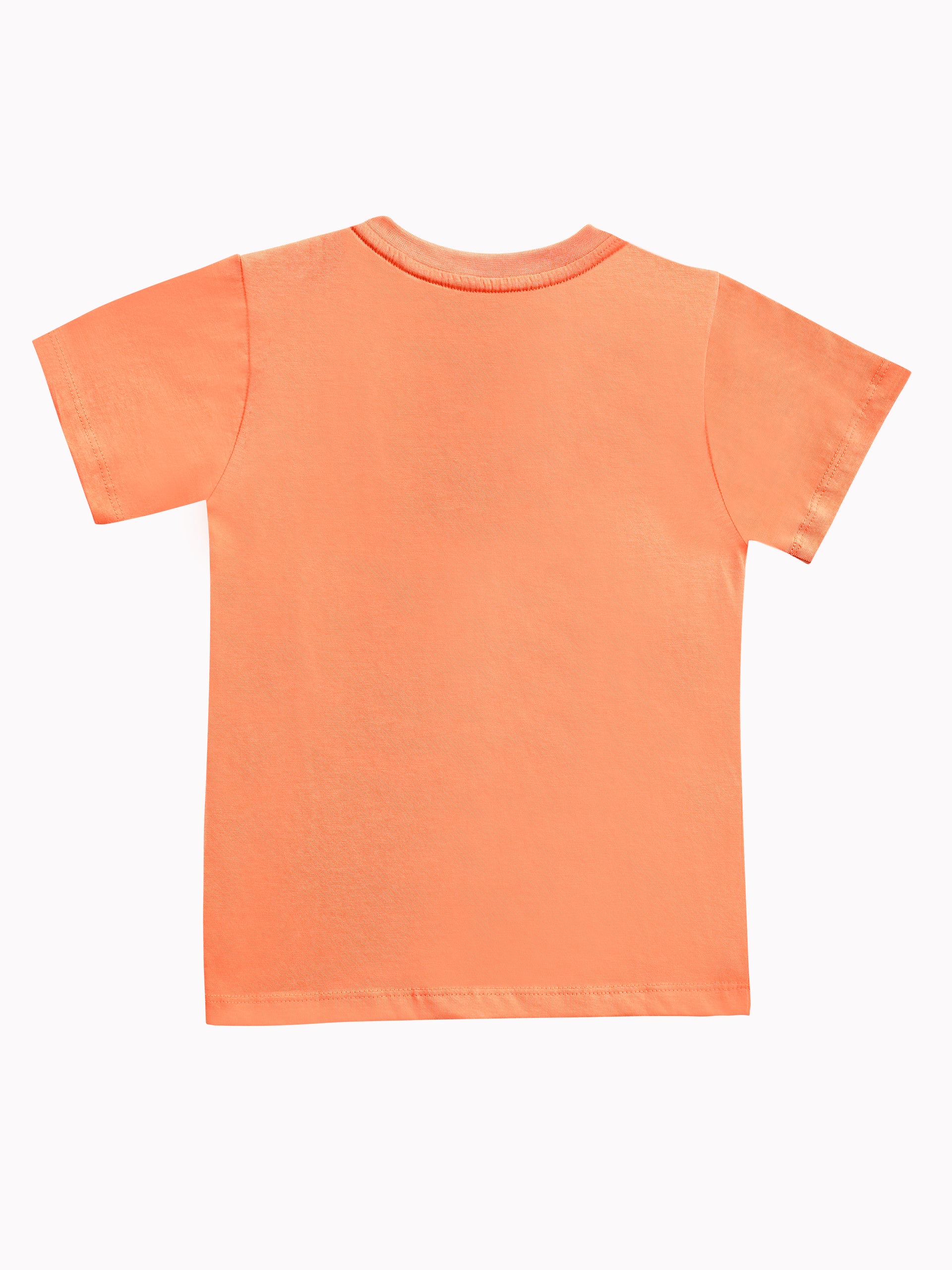 Round Neck T-Shirt with Shorts – Cotton Casual Wear Set (Orange & Road Trip) – Suitable for Kids (2–6 Years)