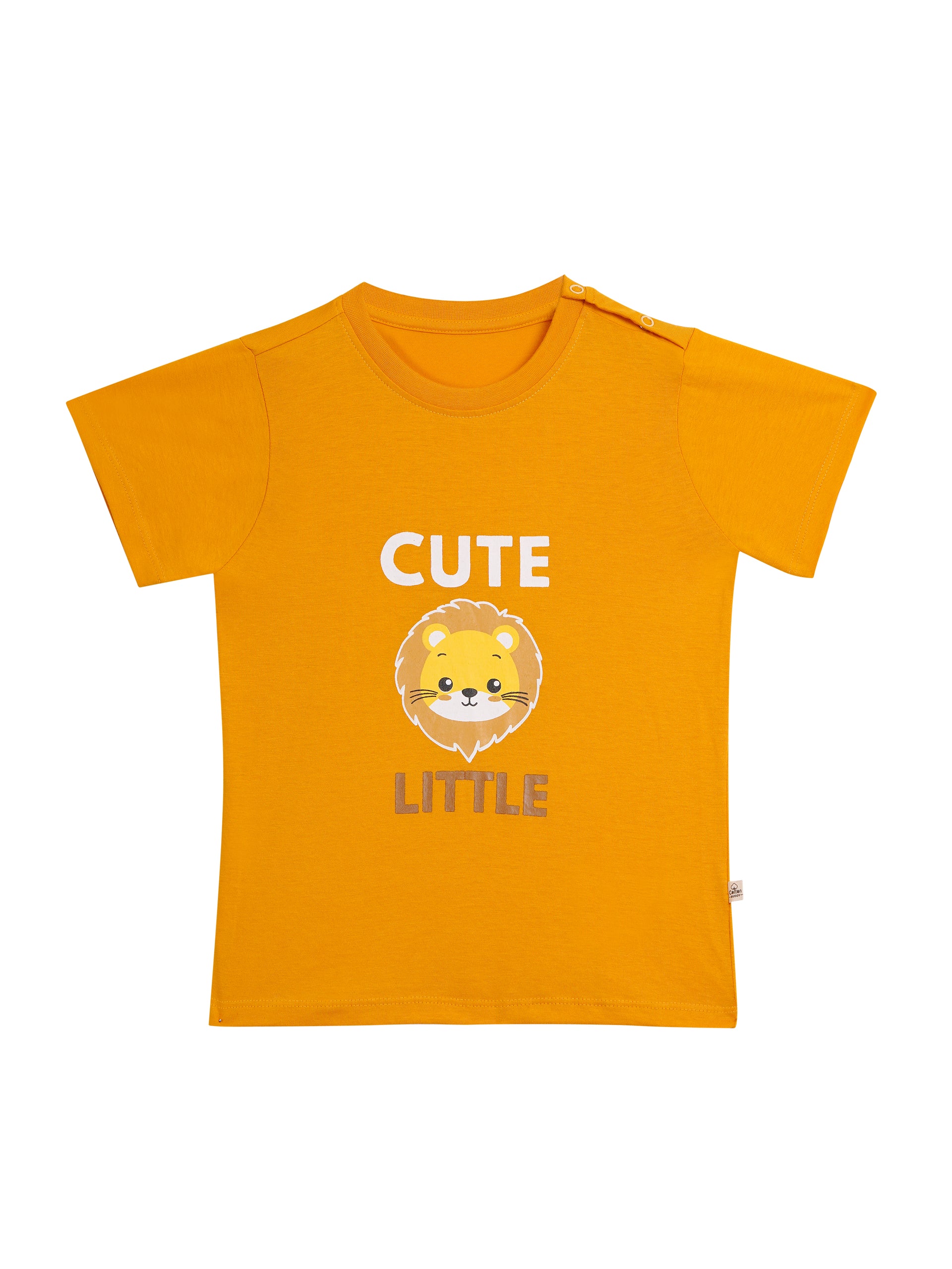 Round Neck T-Shirt with Shorts – Cotton Casual Wear Set (yellow & cute little) – Suitable for Kids (2–6 Years)