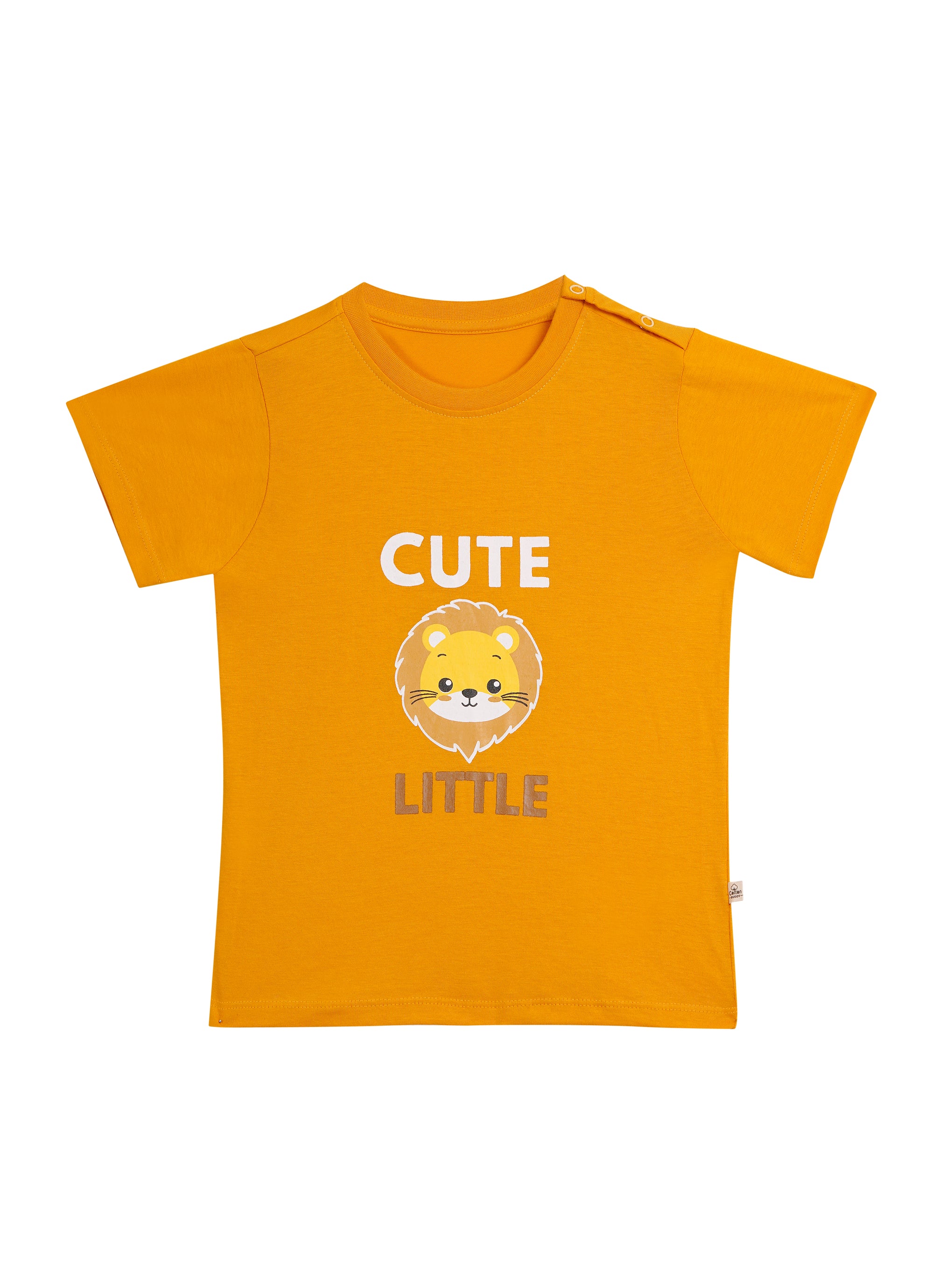 Round Neck T-Shirt with Shorts – Cotton Casual Wear Set (yellow & cute little) – Suitable for Kids (2–6 Years)