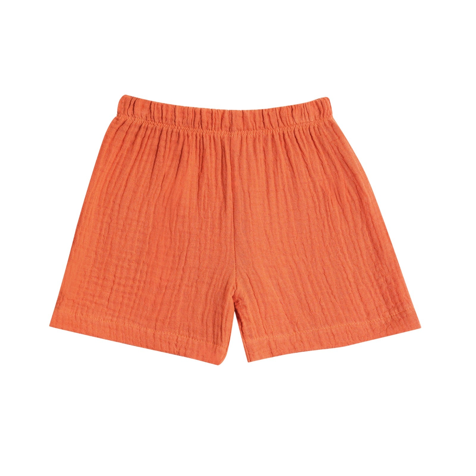 Half Sleeves Collared Shirt with Shorts – Muslin Gauze Loungewear Set (Orange Color) – Suitable for Kids (1–6 Years)